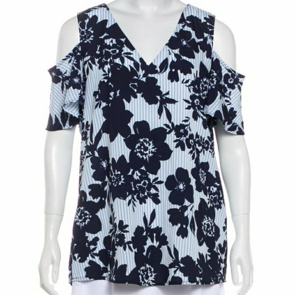 Calvin Klein Cold Shoulder Floral Blouse